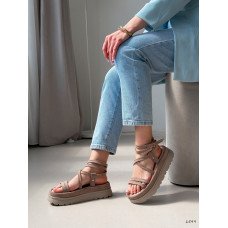 Босоніжки жіночі Rebeca бежеві з натуральної замші, весна-осінь, заокруглений носок