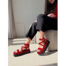 Босоніжки жіночі Rebeca червоні з натуральної замші, весна-осінь, заокруглений носок