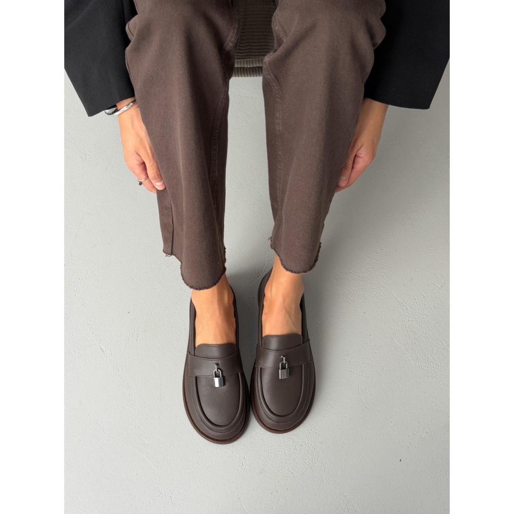 Натуральні шкіряні лофери barefoot коричневі