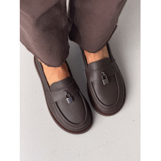 Натуральні шкіряні лофери barefoot коричневі з м'якої шкіри та підошвою 1,5 см