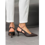 Жіночі слінгбеки з натуральної шкіри коричневого кольору з італійською колодкою