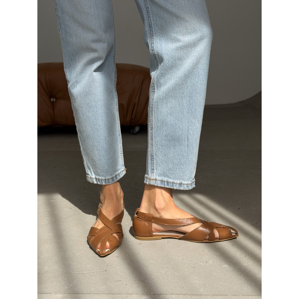 Жіночі сандалі шкіряні руді з натуральної італійської шкіри, комфортна посадка, Україна