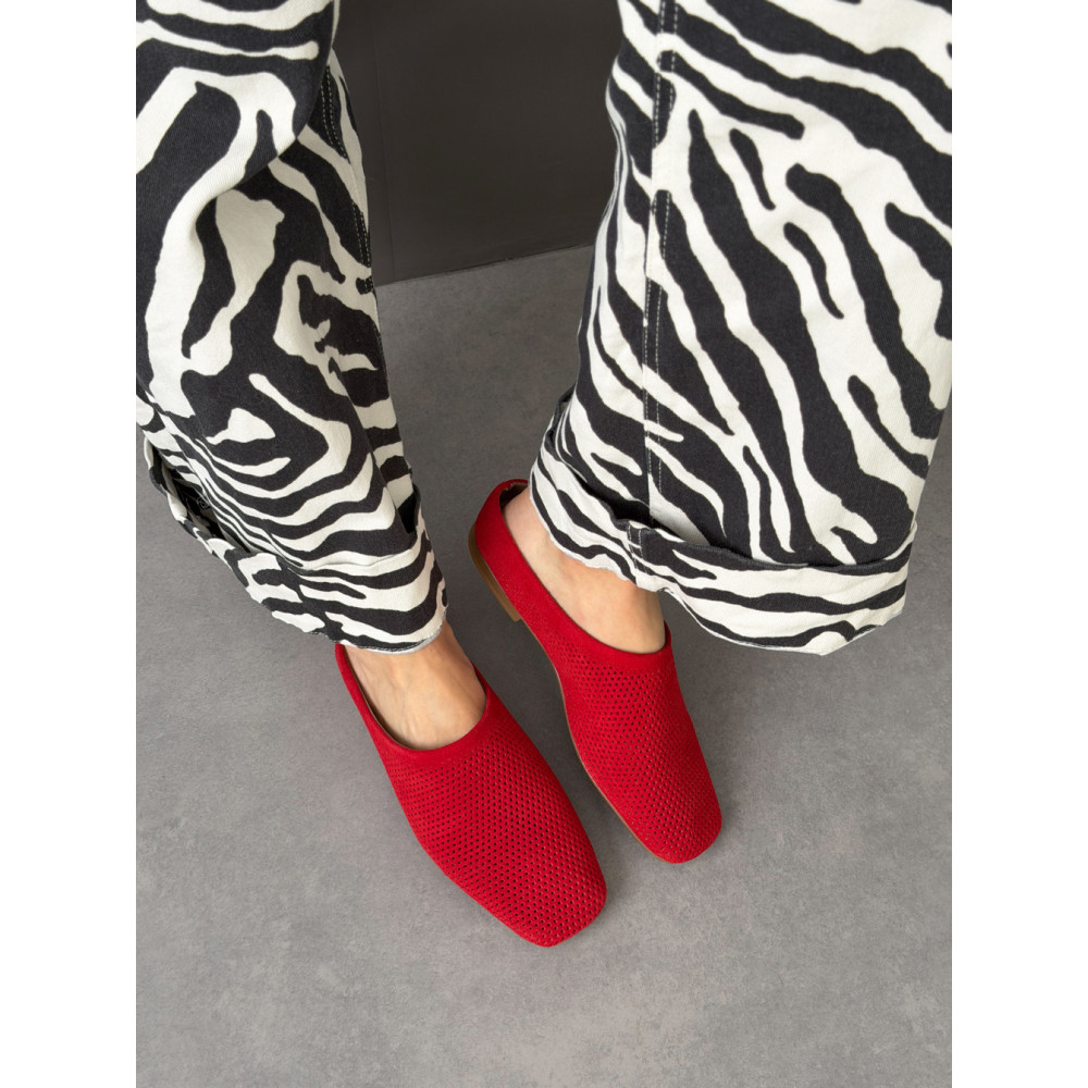 Мюлі NikArt замшеві (перфоровані) червоні