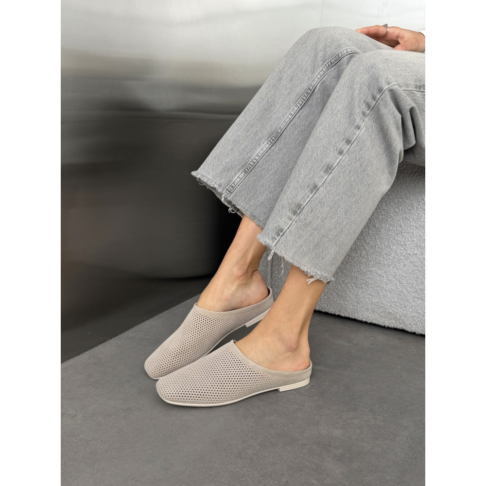 Мюлі NikArt замшеві (перфоровані) бежеві