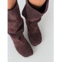 Чоботи barefoot вільного взування замшеві бордові з підбором 8 см