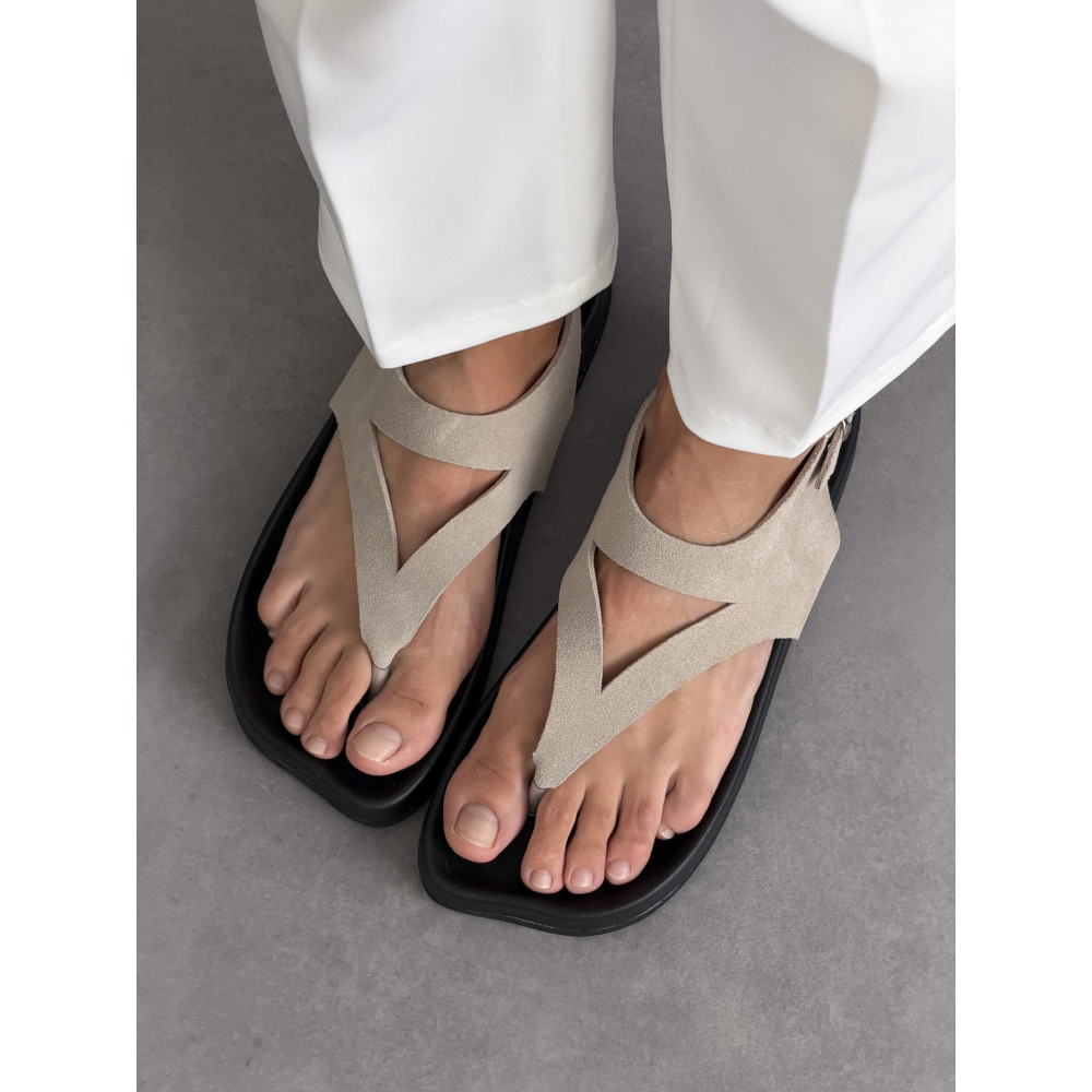 Сандалі barefoot тм NikArt замшеві бежеві