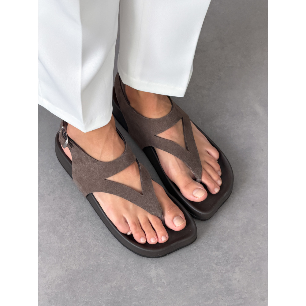 Сандалі barefoot тм NikArt замшеві коричневі