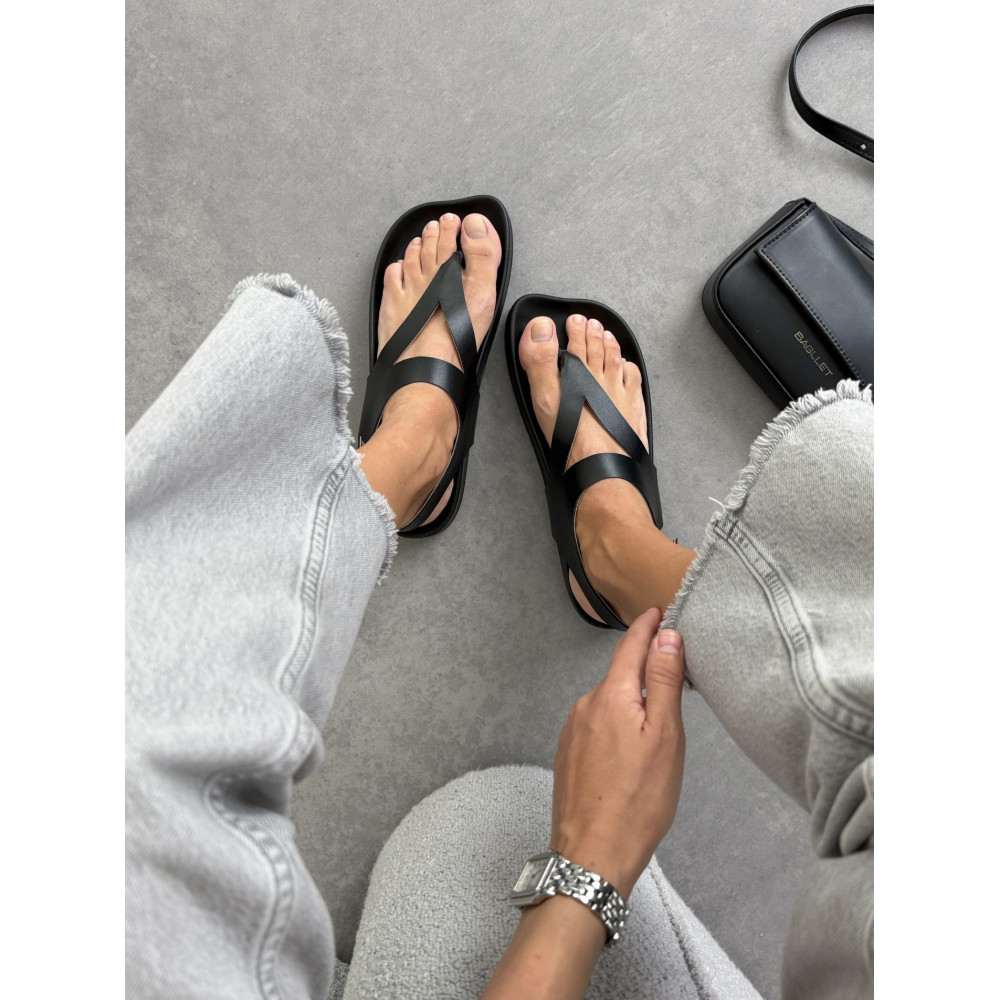 Сандалі barefoot тм NikArt шкіряні чорні