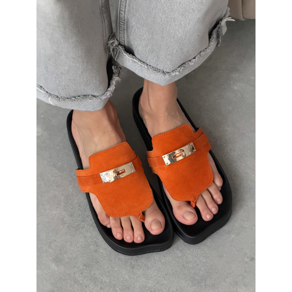 Анатомічні шльопанці barefoot замшеві помаранчеві