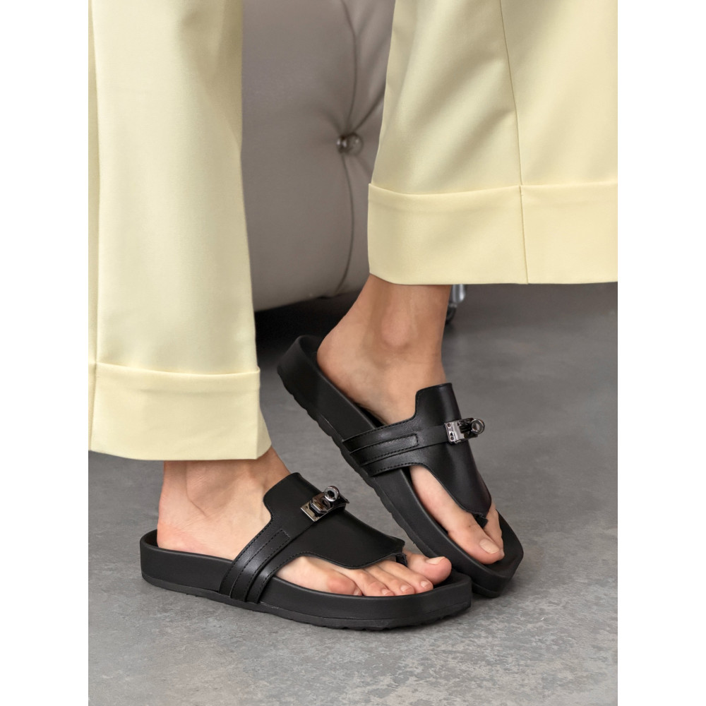 Анатомічні шльопанці barefoot шкіряні чорні