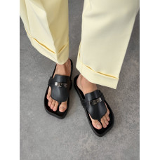 Анатомічні шльопанці barefoot шкіряні чорні
