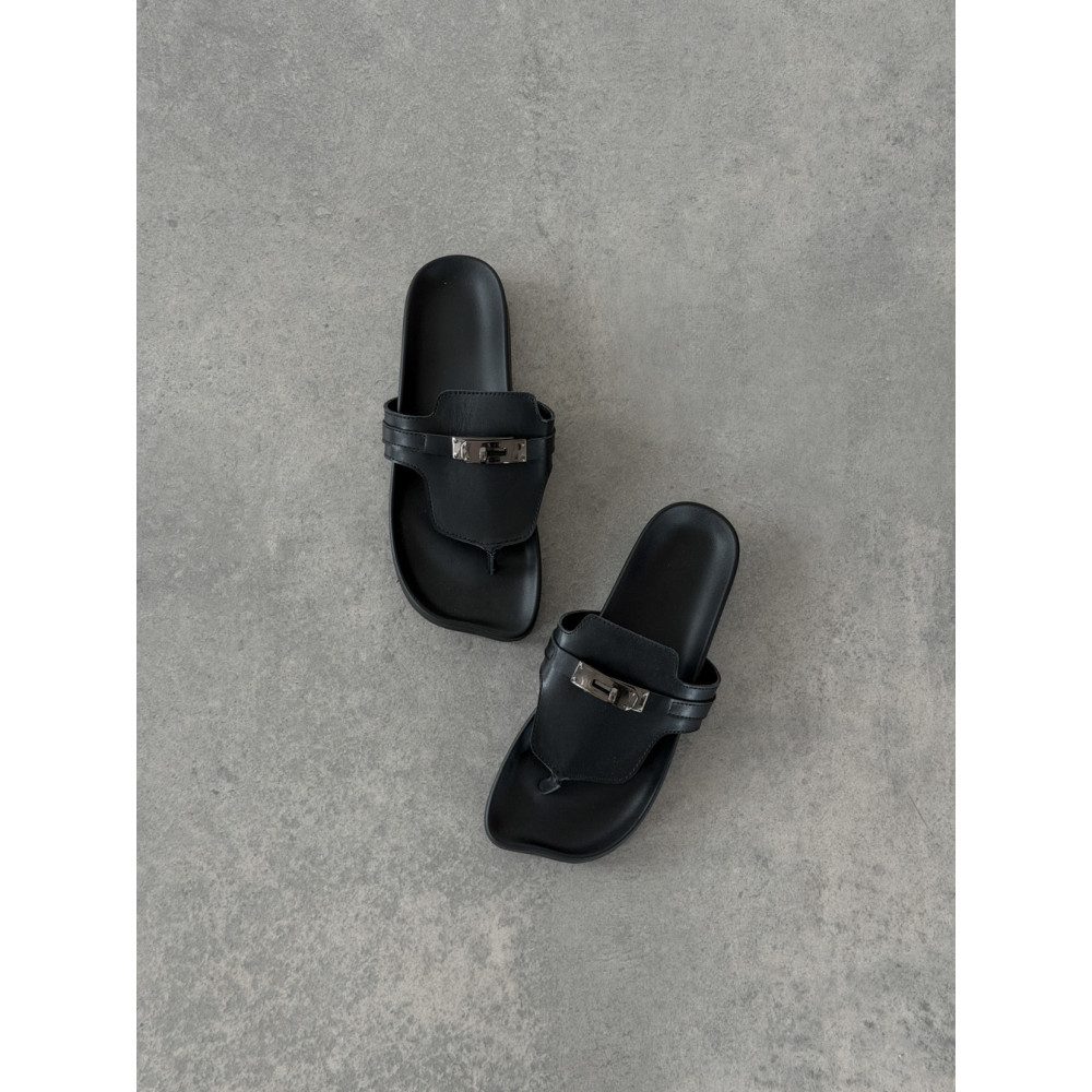 Анатомічні шльопанці barefoot шкіряні чорні