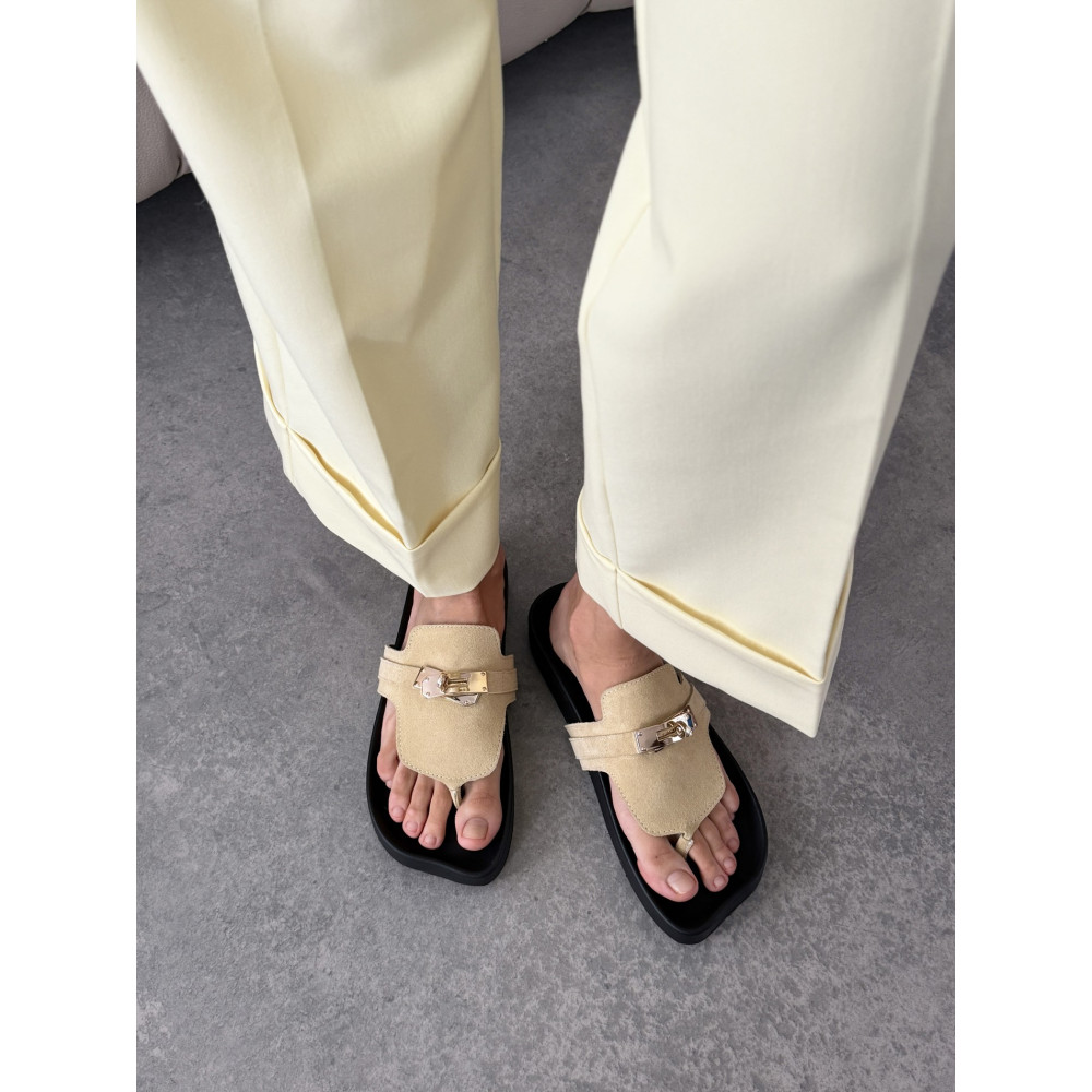 Анатомічні шльопанці barefoot замшеві пастельно-жовті