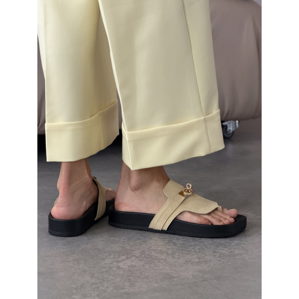 Анатомічні шльопанці barefoot замшеві пастельно-жовті