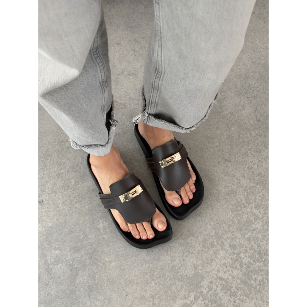Анатомічні шльопанці barefoot шкіряні коричневі