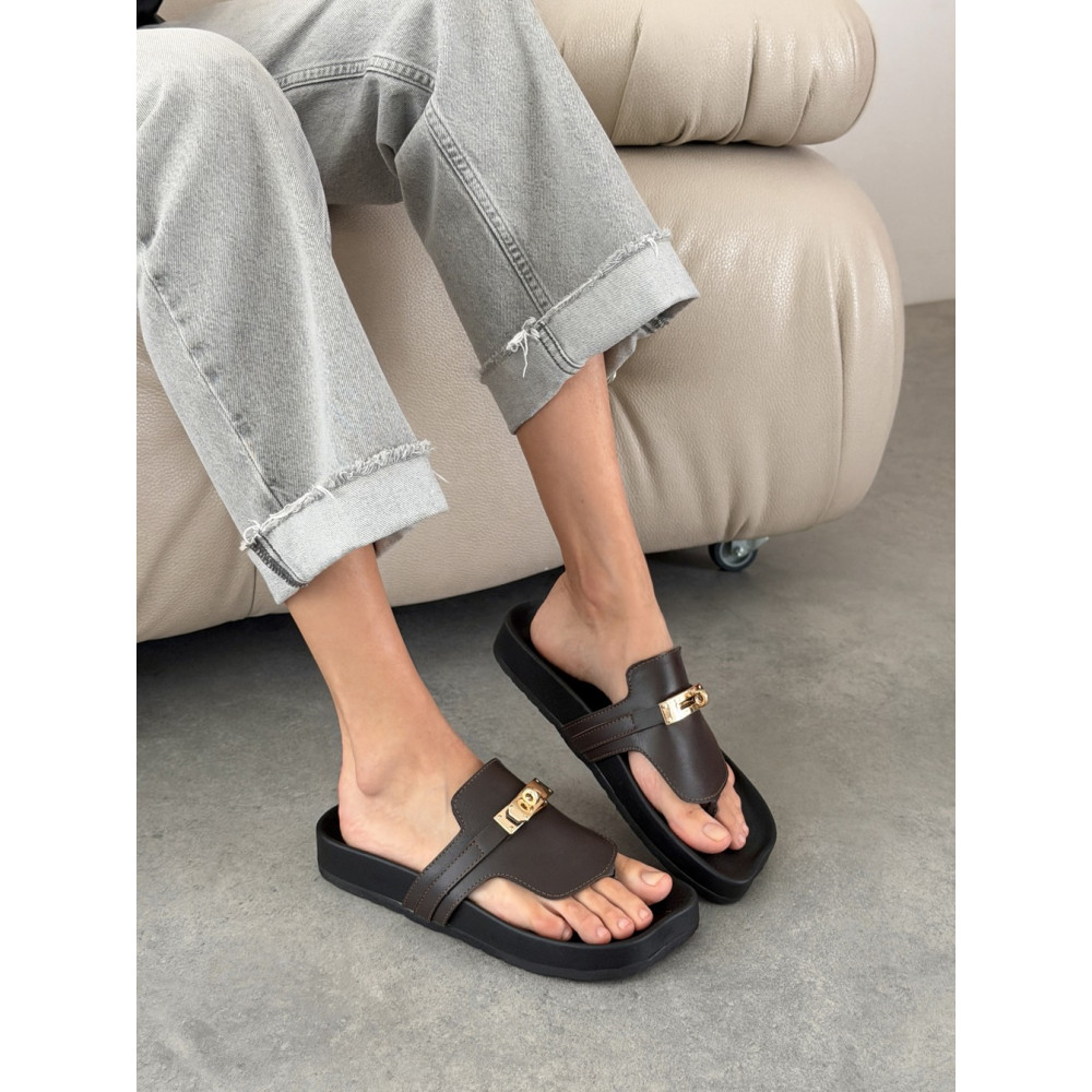 Анатомічні шльопанці barefoot шкіряні коричневі