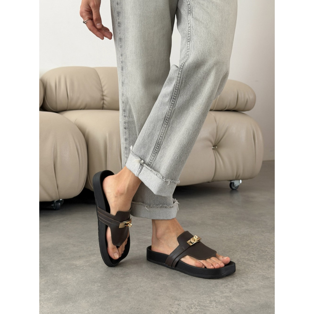 Анатомічні шльопанці barefoot шкіряні коричневі
