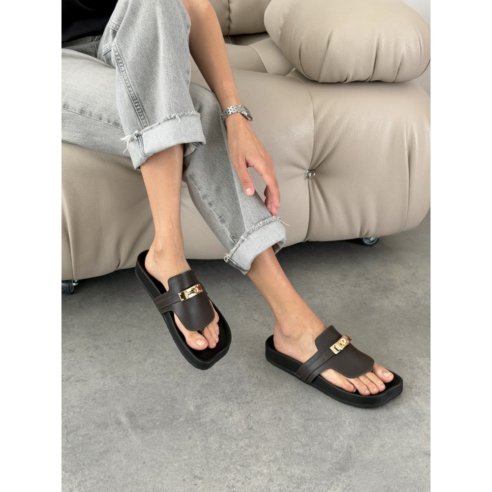 Анатомічні шльопанці barefoot шкіряні коричневі