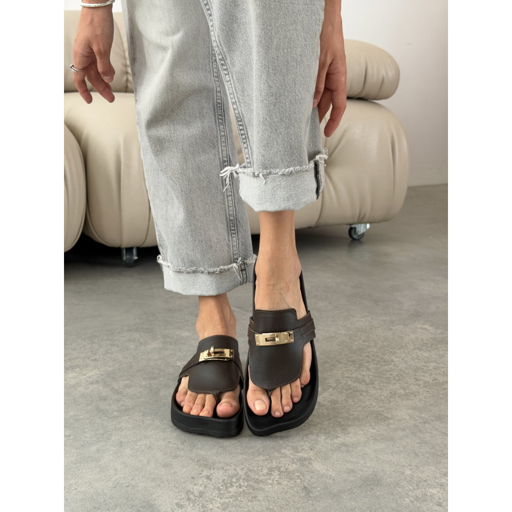 Анатомічні шльопанці barefoot шкіряні коричневі