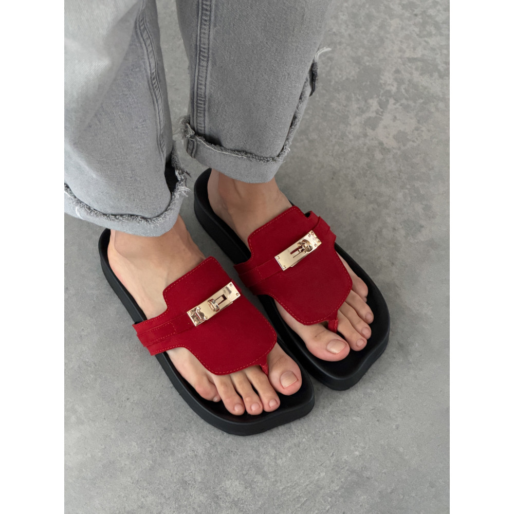 Анатомічні шльопанці barefoot замшеві червоні