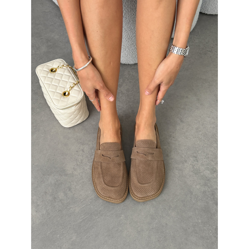 Мюлі barefoot на кожен день NikArt коричневі замшеві з натуральної замші