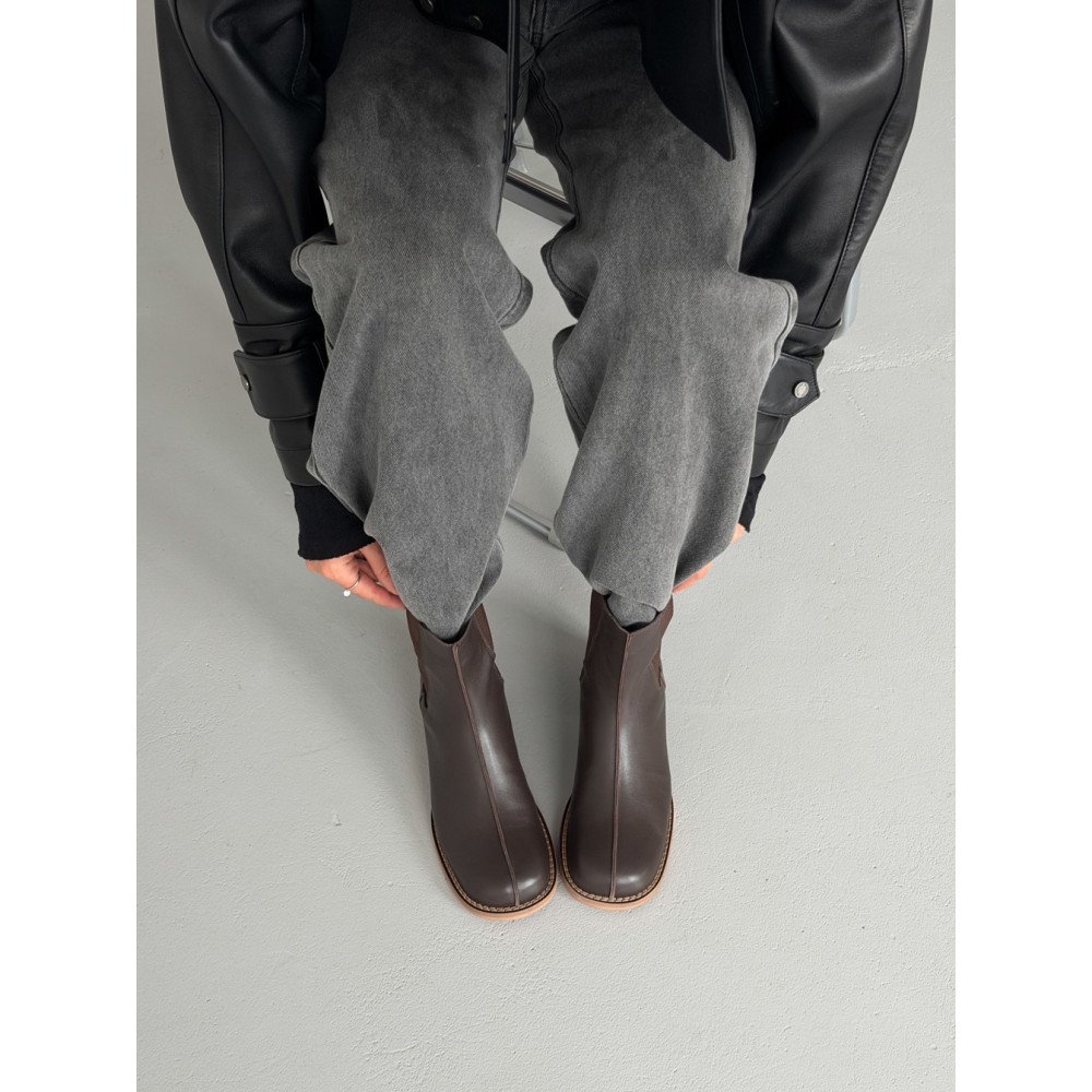 Черевики з анатомічним носиком ТМ Olli Shoes коричневі шкіряні демісезонні