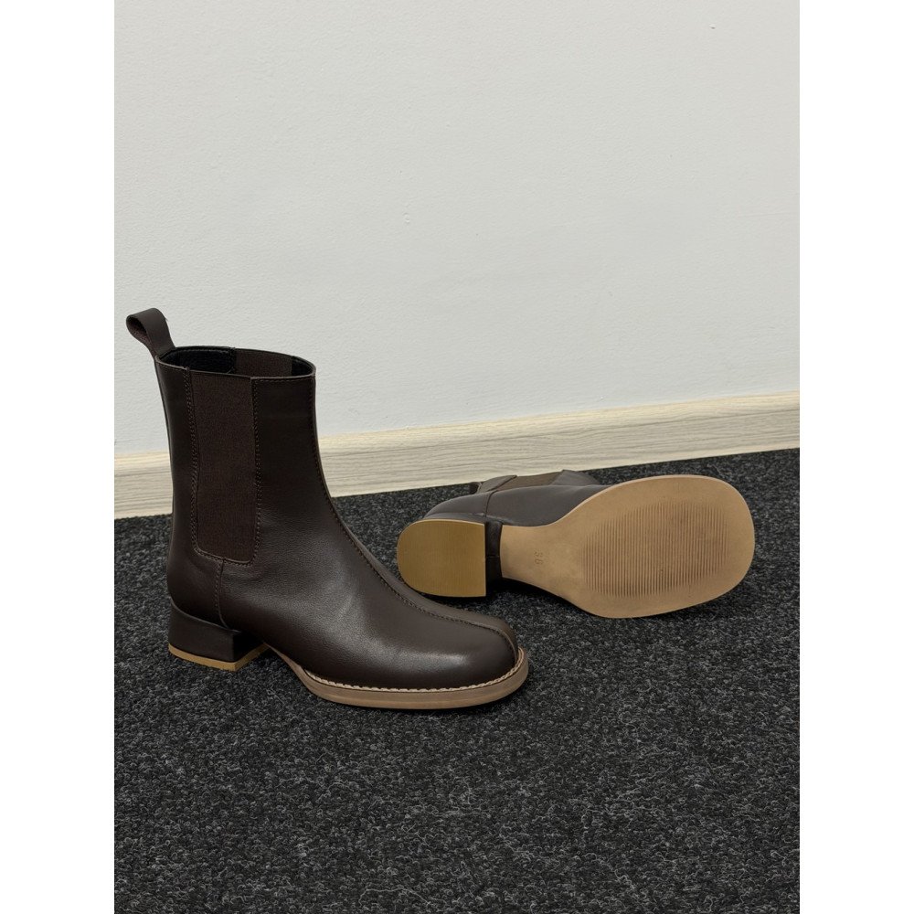 Черевики з анатомічним носиком ТМ Olli Shoes коричневі шкіряні демісезонні