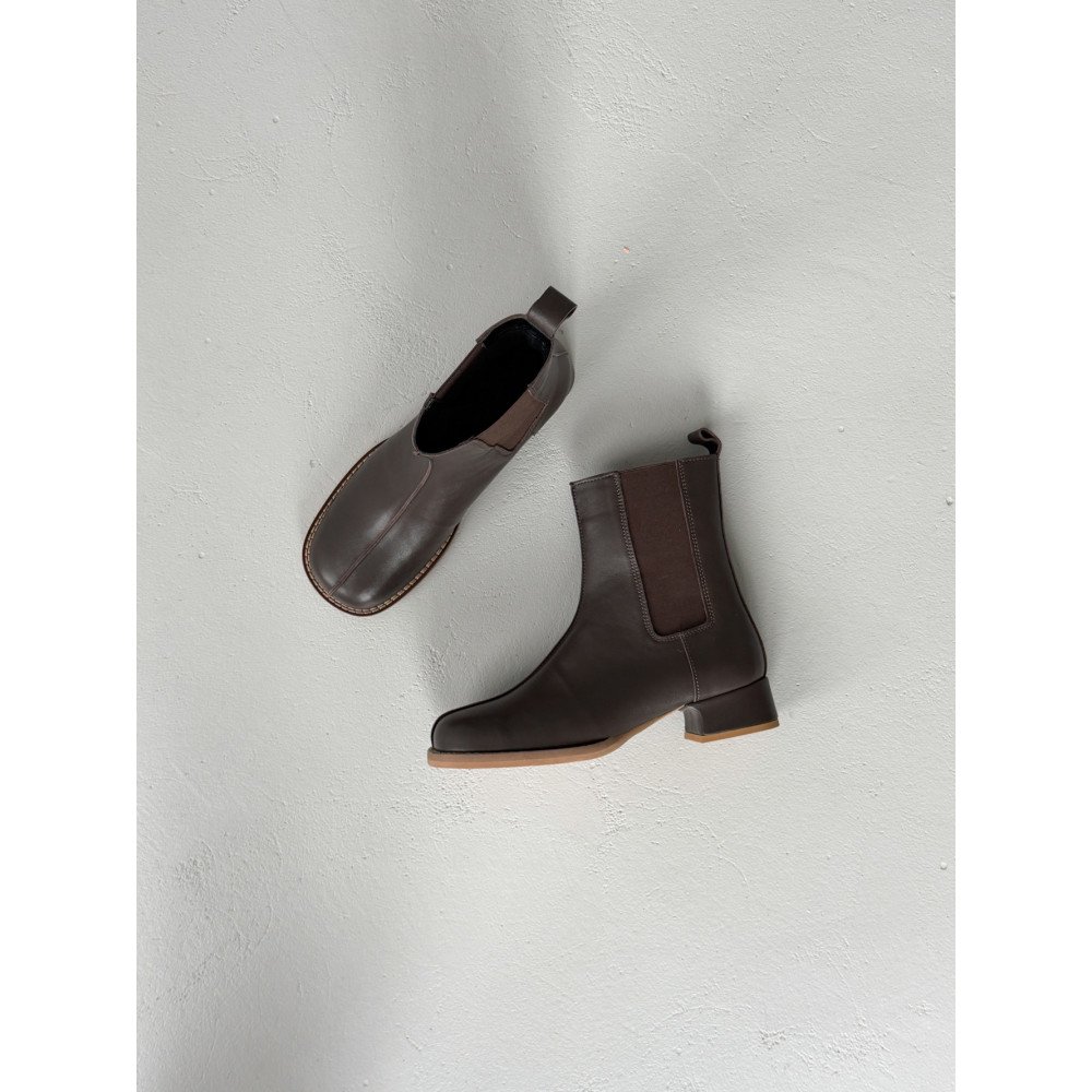 Черевики з анатомічним носиком ТМ Olli Shoes коричневі шкіряні демісезонні