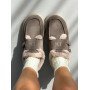 Зимові лофери barefoot замшеві темно-бежеві з хутром та ремінцями