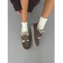Зимові лофери barefoot замшеві темно-бежеві з хутром та ремінцями