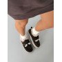 Зимові лофери barefoot замшеві коричневі з хутром та ремінцями