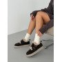 Зимові лофери barefoot замшеві коричневі з хутром та ремінцями