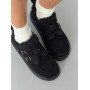 Зимові лофери barefoot замшеві чорного кольору з хутром Teddy