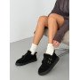 Зимові лофери barefoot замшеві чорного кольору з хутром Teddy