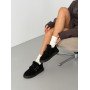 Зимові лофери barefoot замшеві чорного кольору з хутром Teddy