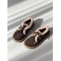 Зимові лофери barefoot замшеві коричневі