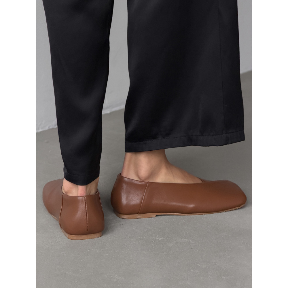 Жіночі балетки barefoot з преміальної натуральної шкіри рудого кольору