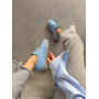 Жіночі мокасини barefoot з натуральної замші блакитного кольору з перфорацією