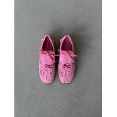 Преміальні замшеві кеди Olli Shoes рожеві з перфорованим квітковим візерунком