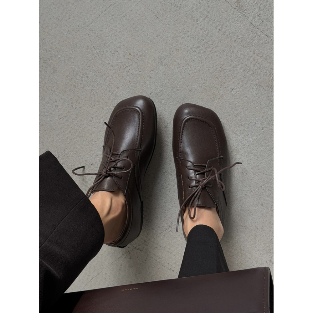 Жіночі туфлі barefoot з натуральної шкіри коричневого кольору, анатомічні NikArt