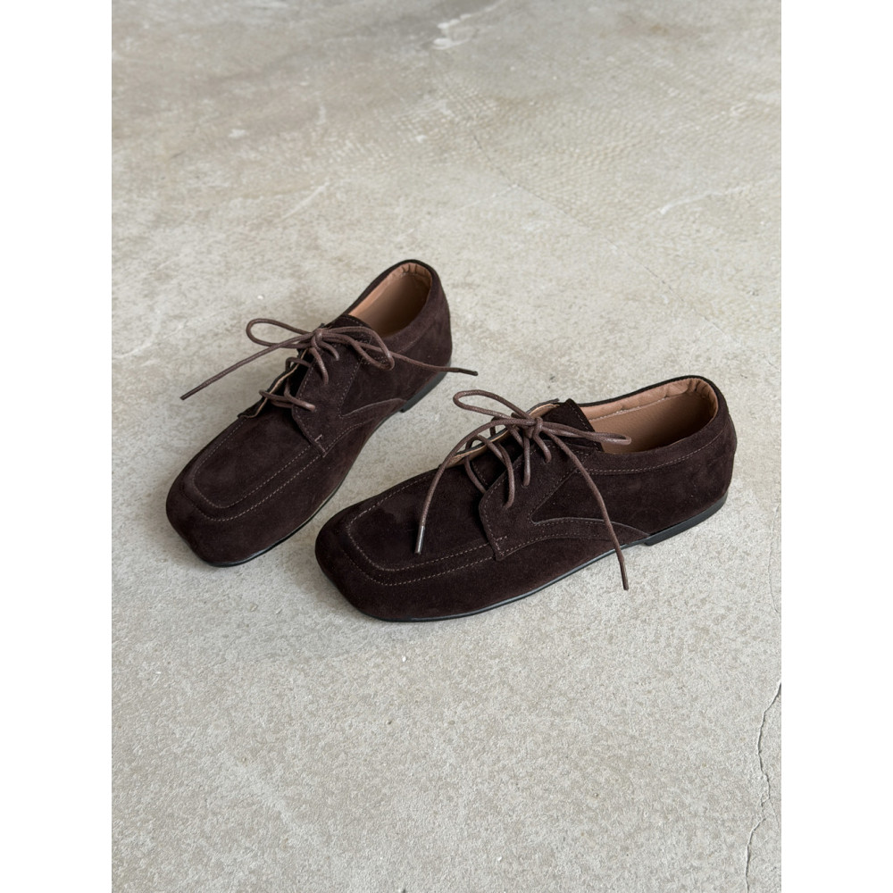 Жіночі замшеві туфлі barefoot коричневого кольору модель 11635
