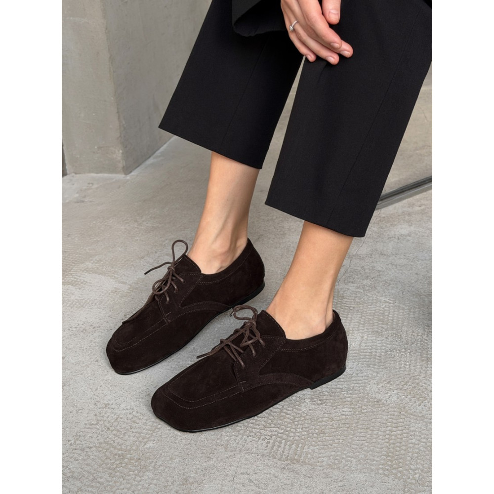Жіночі замшеві туфлі barefoot коричневого кольору модель 11635