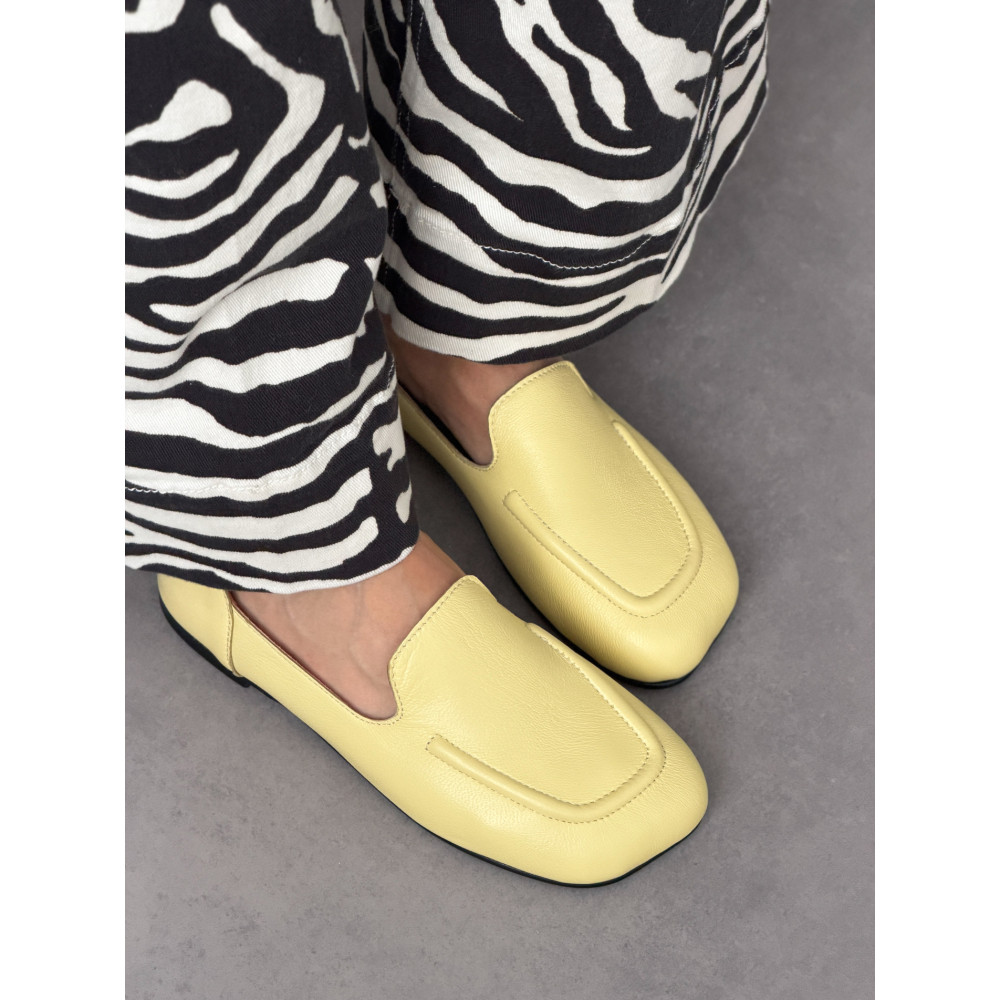 Жіночі лофери barefoot з натуральної шкіри жовтого кольору, анатомічні NikArt