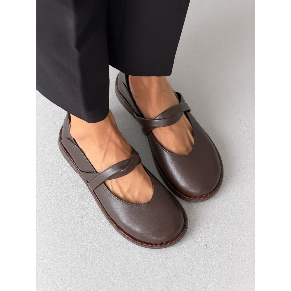 Лофери barefoot з анатомічно-розширеним мисом тм NikArt шкіряні коричневі