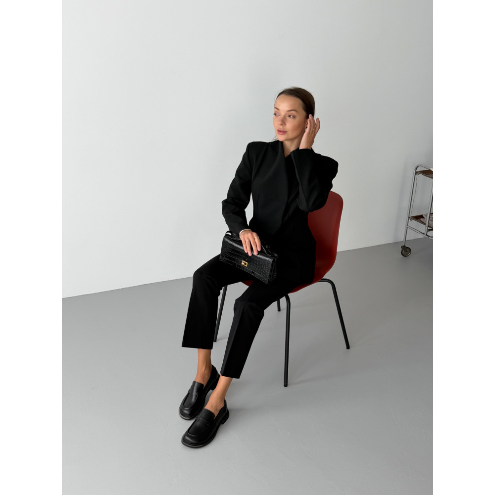 Лофери ™️ Olli Shoes з натуральних матеріалів шкіряні чорні