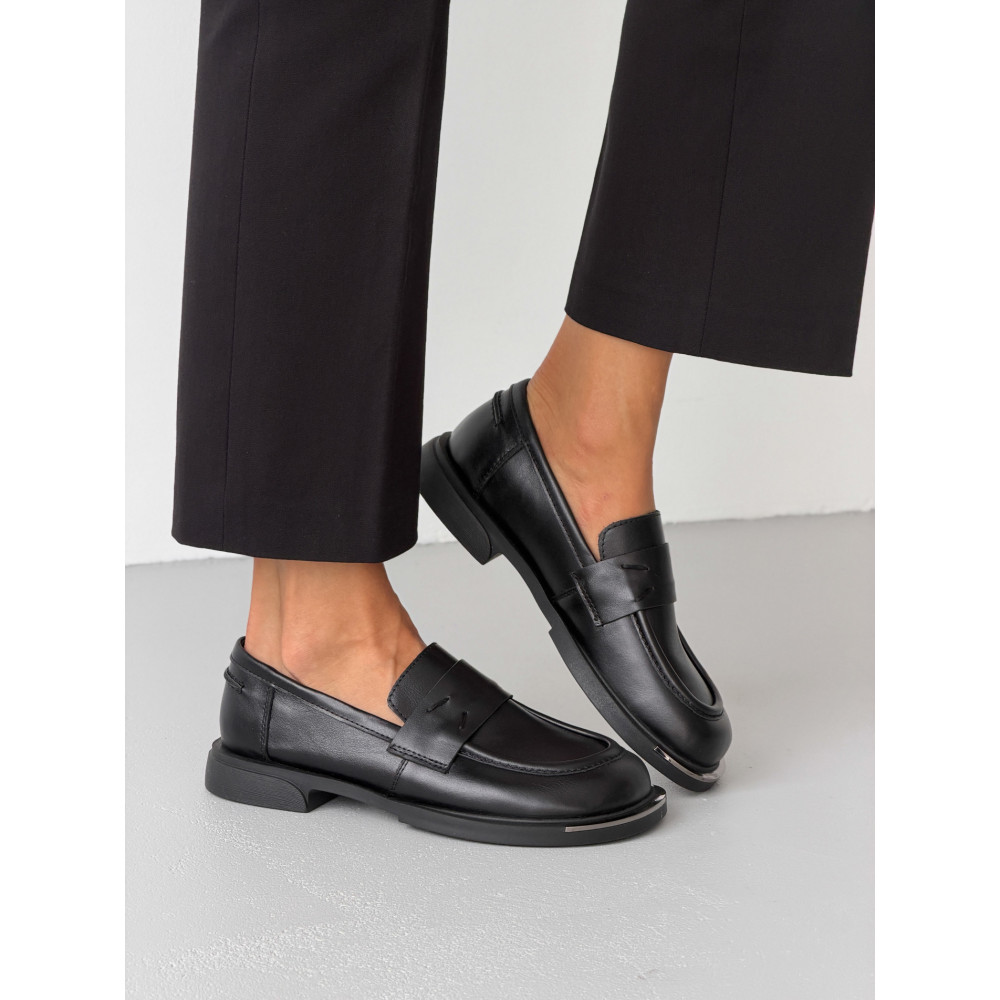 Лофери ™️ Olli Shoes з натуральних матеріалів шкіряні чорні