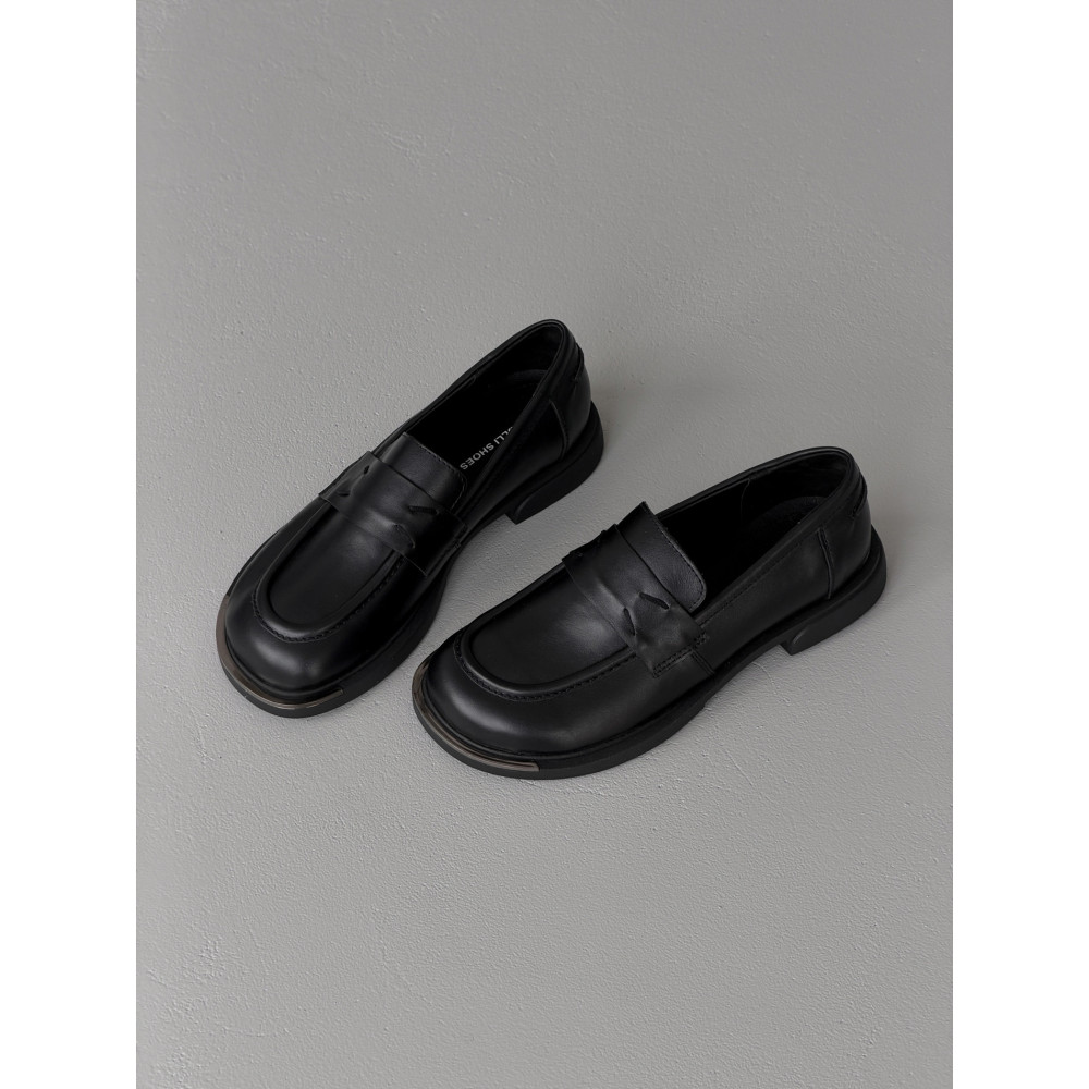 Лофери ™️ Olli Shoes з натуральних матеріалів шкіряні чорні