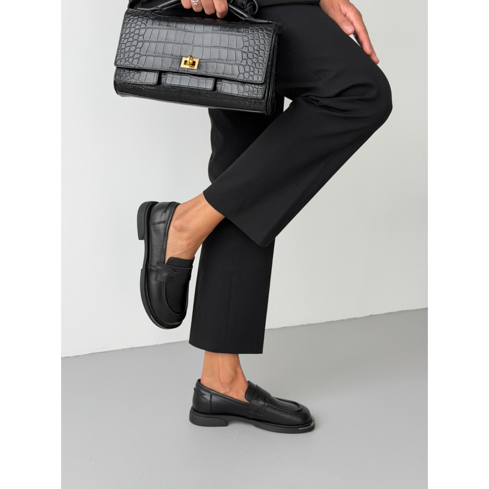 Лофери ™️ Olli Shoes з натуральних матеріалів шкіряні чорні