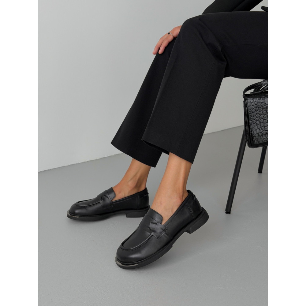 Лофери ™️ Olli Shoes з натуральних матеріалів шкіряні чорні