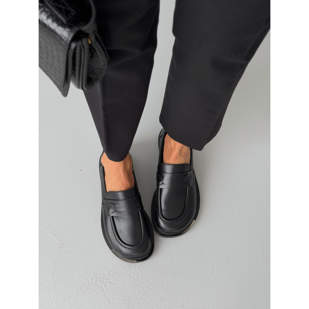 Лофери ™️ Olli Shoes з натуральних матеріалів шкіряні чорні